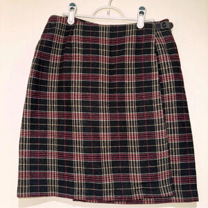 Women’s Vintage Wool Plaid Wrap Mini Length Preppy Formal Hoilday Skirt Size: 9